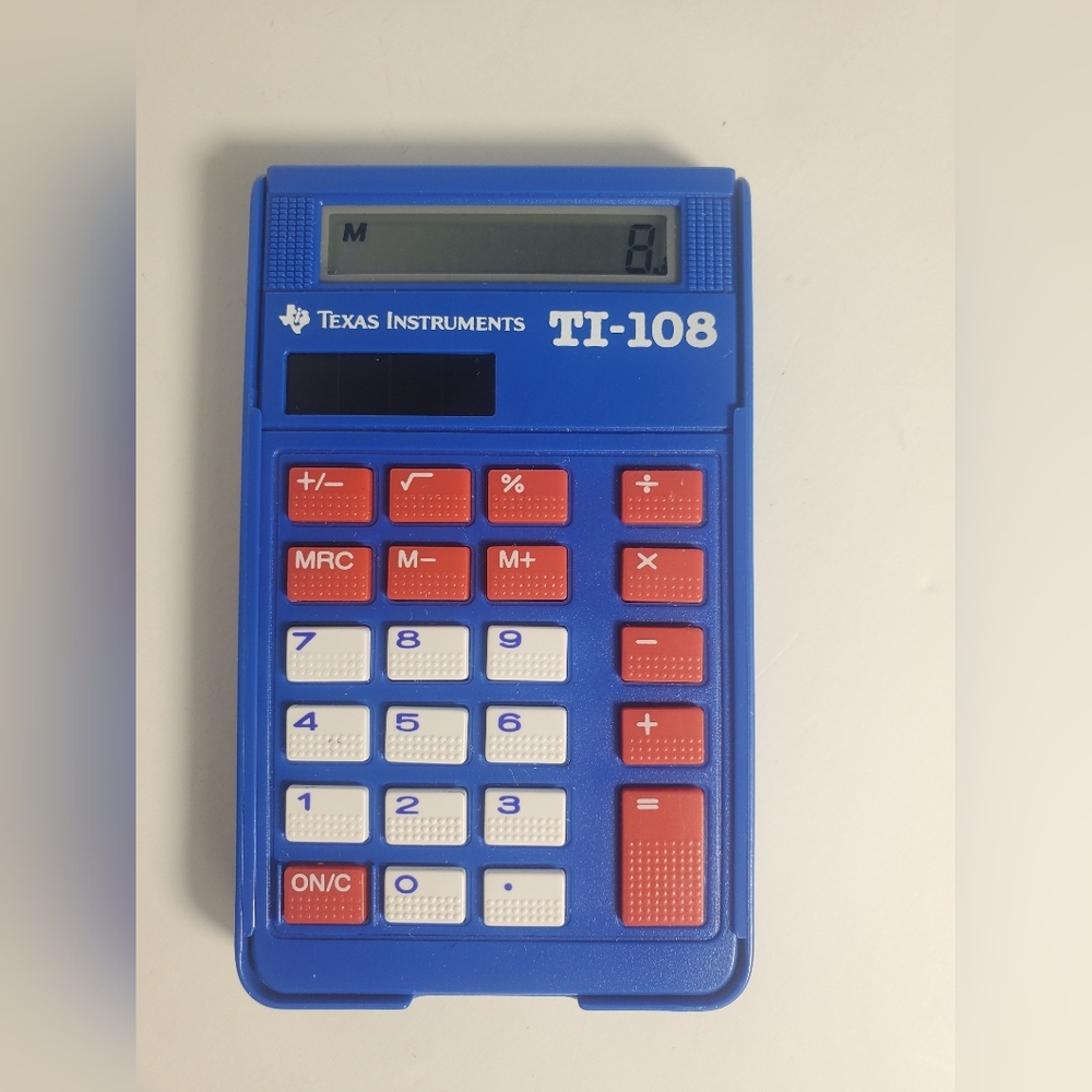 Texas Instruments Small Blue TI-108 Solar Powered Calculator (Tested) - Picture 6 of 6